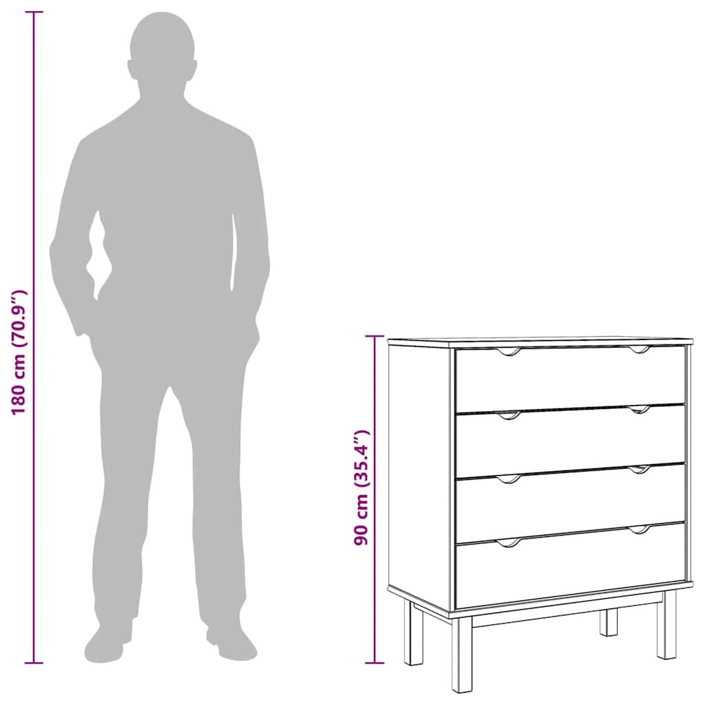 Spintelė su stalčiais OTTA, ruda/pilka, 76,5x39,5x90cm, pušis