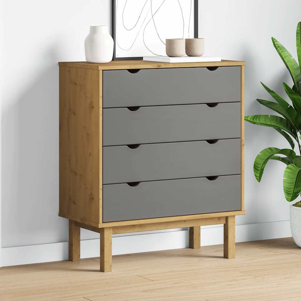 Spintelė su stalčiais OTTA, ruda/pilka, 76,5x39,5x90cm, pušis