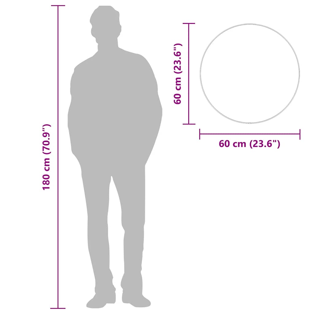 Sienas spogulis, sudraba, 60cm diametrs, apaļš