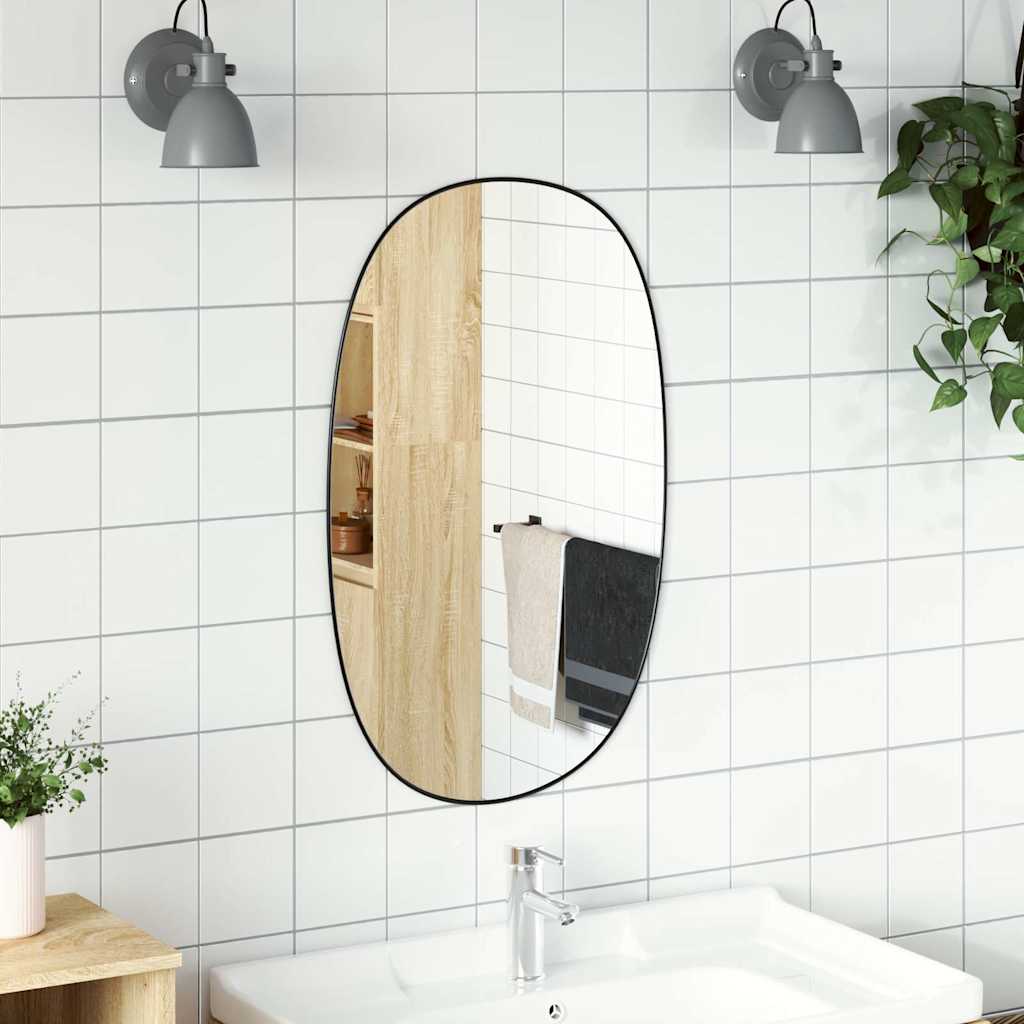 Wall mirror, black, 70x45cm