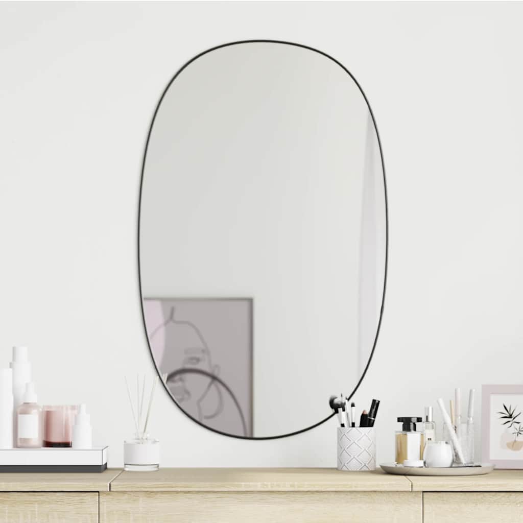 Wall mirror, black, 70x45cm