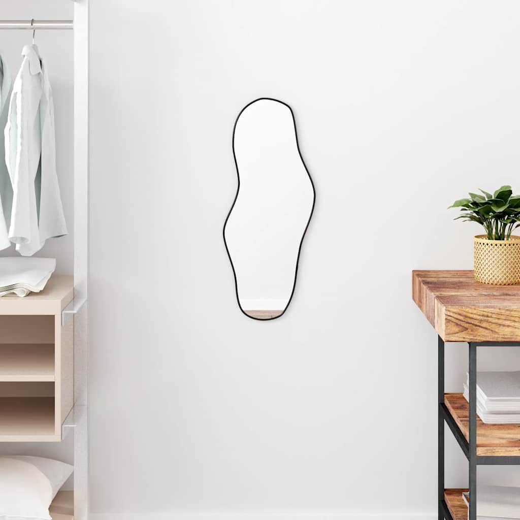 Wall mirror, black, 60x25cm