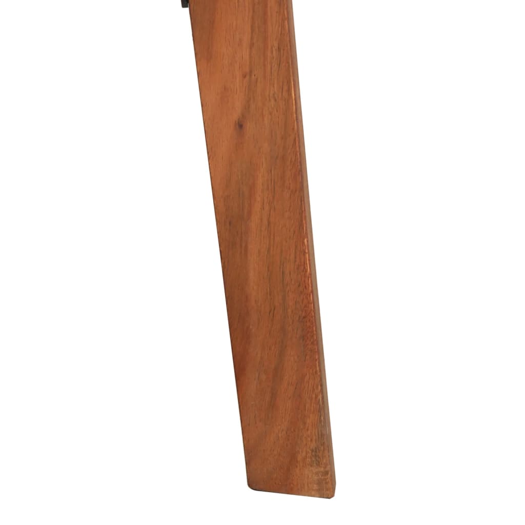 Bar stools, 2 pcs., genuine leather and solid acacia wood