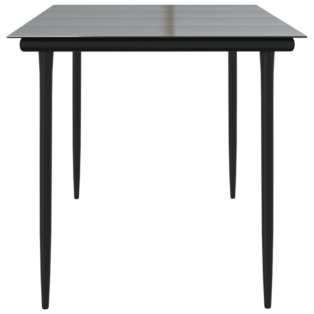 Sodo valgomojo stalas, juodas, 160x80x74cm, plienas ir stiklas