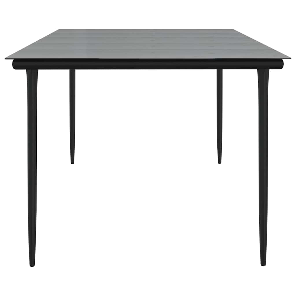 Sodo valgomojo stalas, juodas, 200x100x74cm, plienas ir grūdintas stiklas