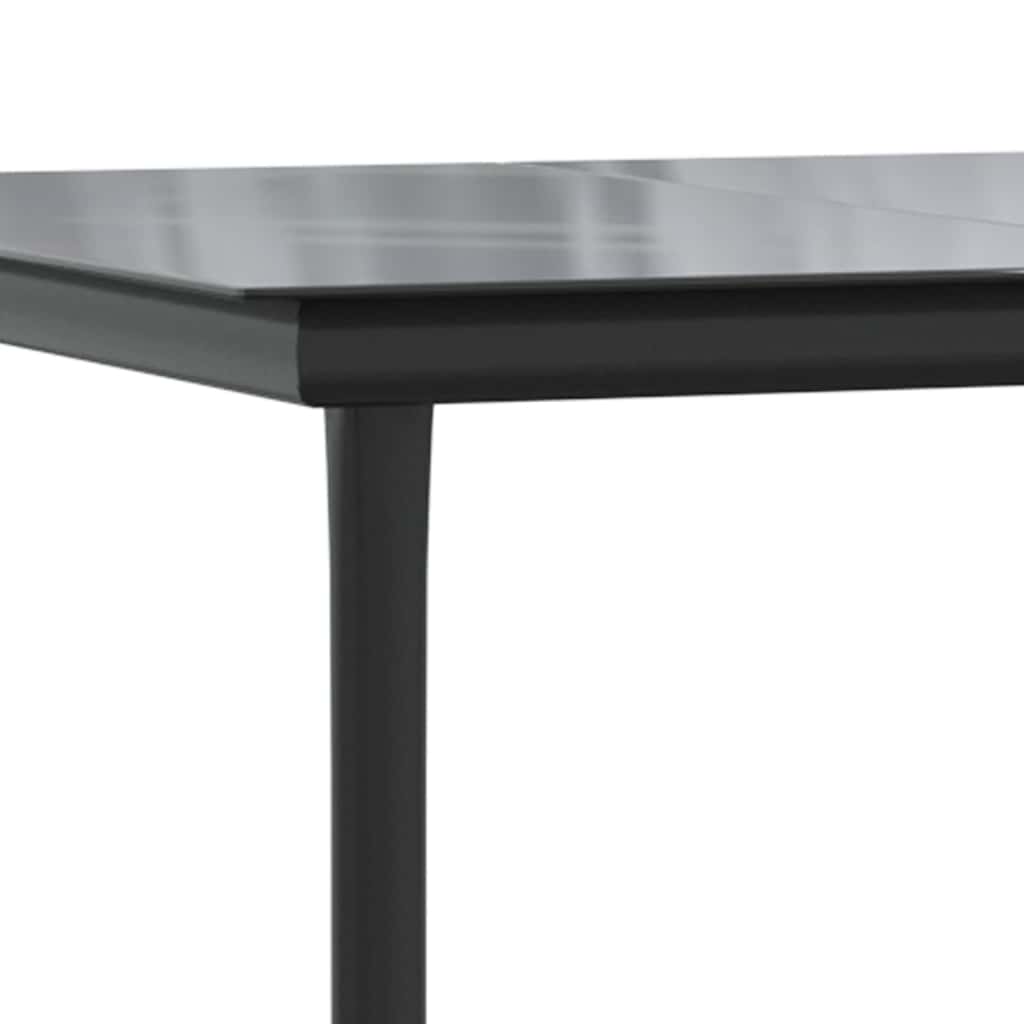 Sodo valgomojo stalas, juodas, 200x100x74cm, plienas ir grūdintas stiklas