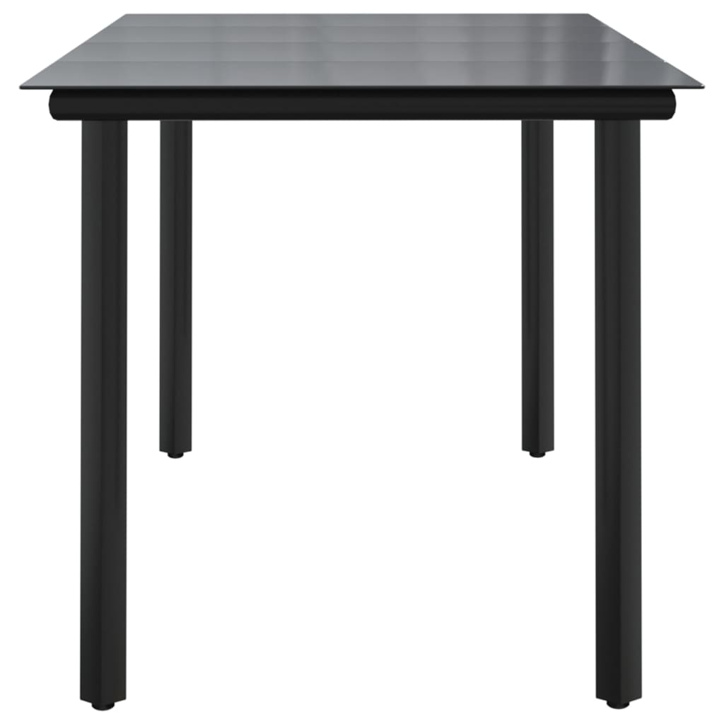 Sodo valgomojo stalas, juodas, 160x80x74cm, plienas ir stiklas