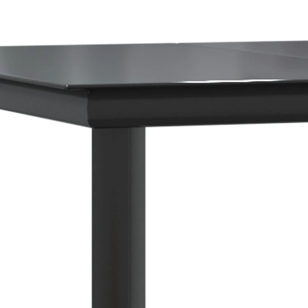 Sodo valgomojo stalas, juodas, 160x80x74cm, plienas ir stiklas