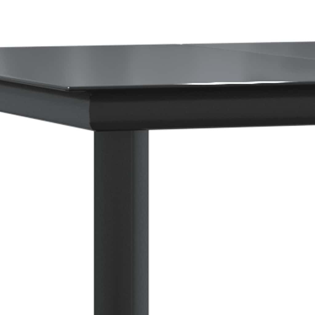 Sodo valgomojo stalas, juodas, 160x80x74cm, plienas ir stiklas