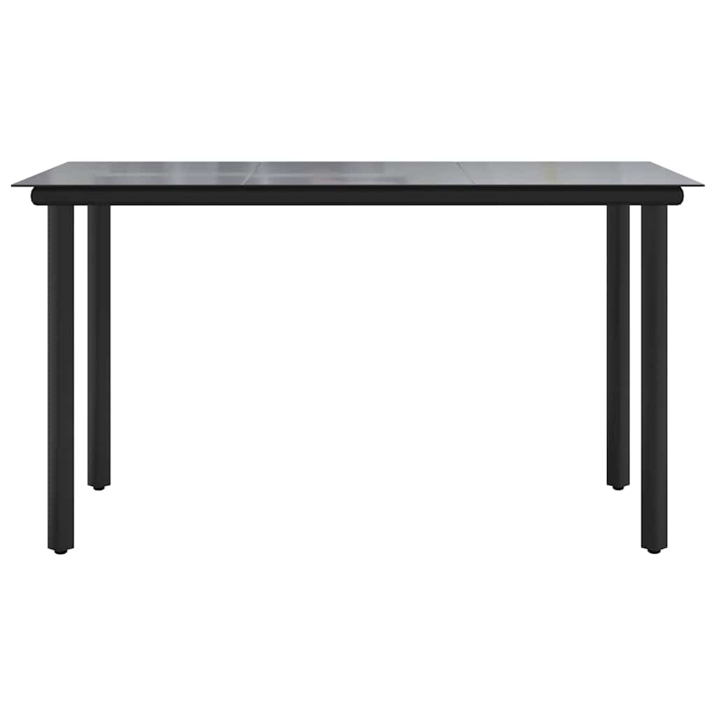 Sodo valgomojo stalas, juodas, 200x100x74cm, plienas ir grūdintas stiklas