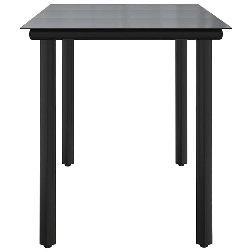 Sodo valgomojo stalas, juodas, 200x100x74cm, plienas ir grūdintas stiklas