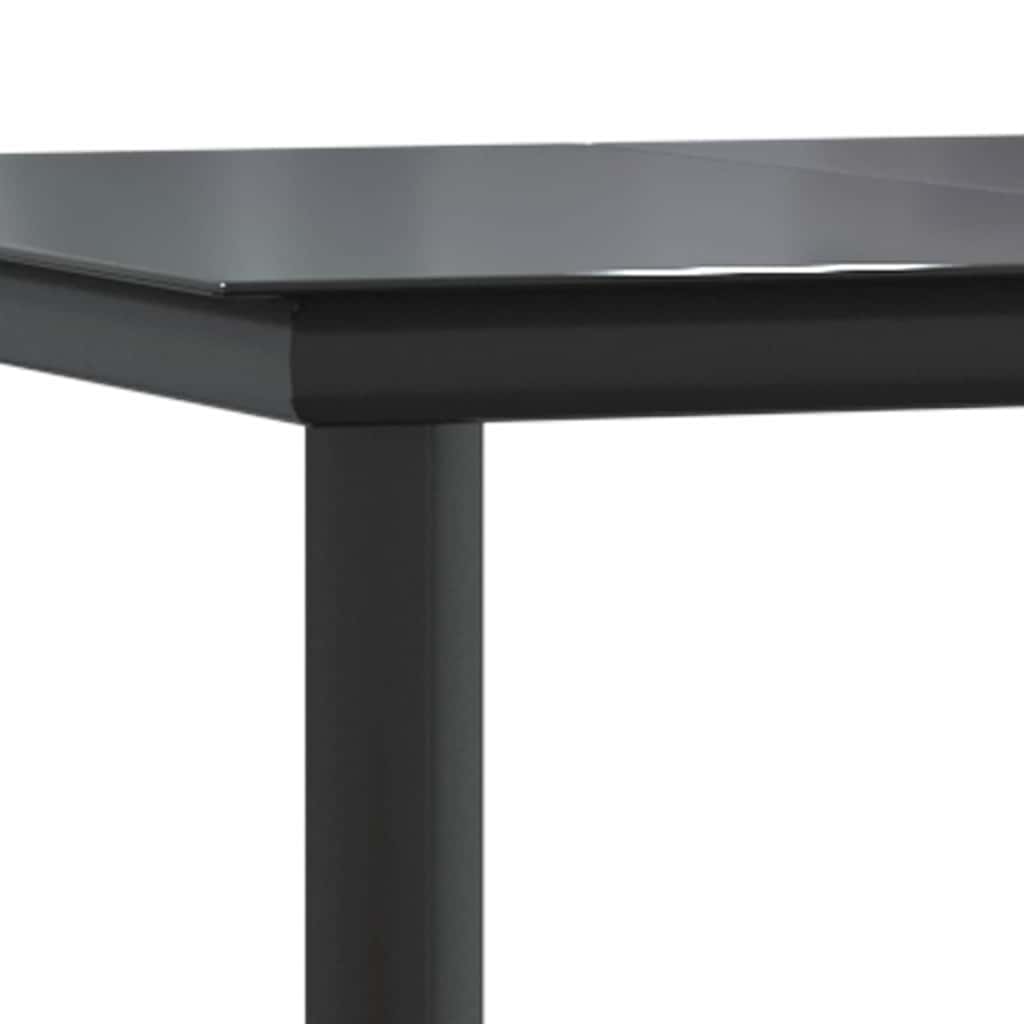 Sodo valgomojo stalas, juodas, 200x100x74cm, plienas ir grūdintas stiklas