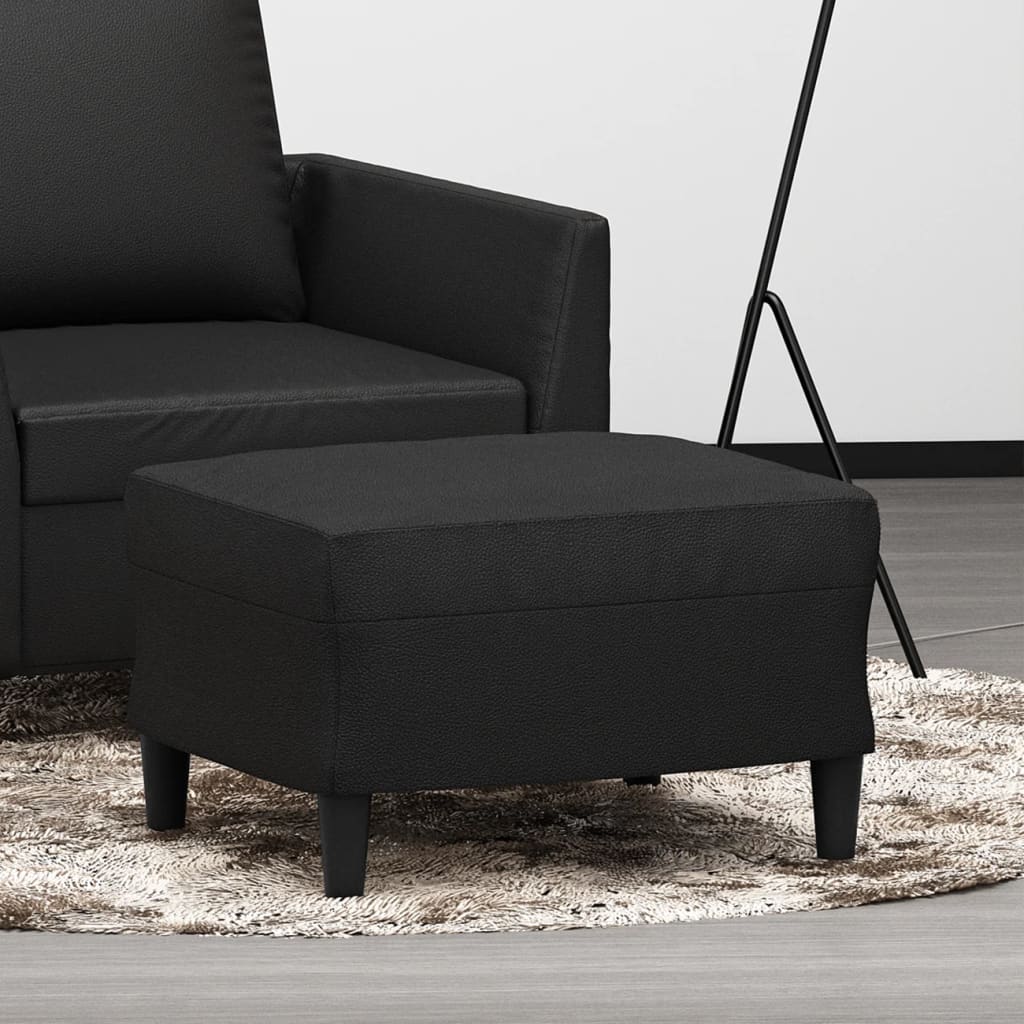 Footrest, black, 60x50x41cm, artificial leather