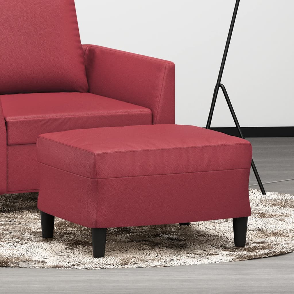 Footrest, red wine color, 60x50x41cm, artificial leather