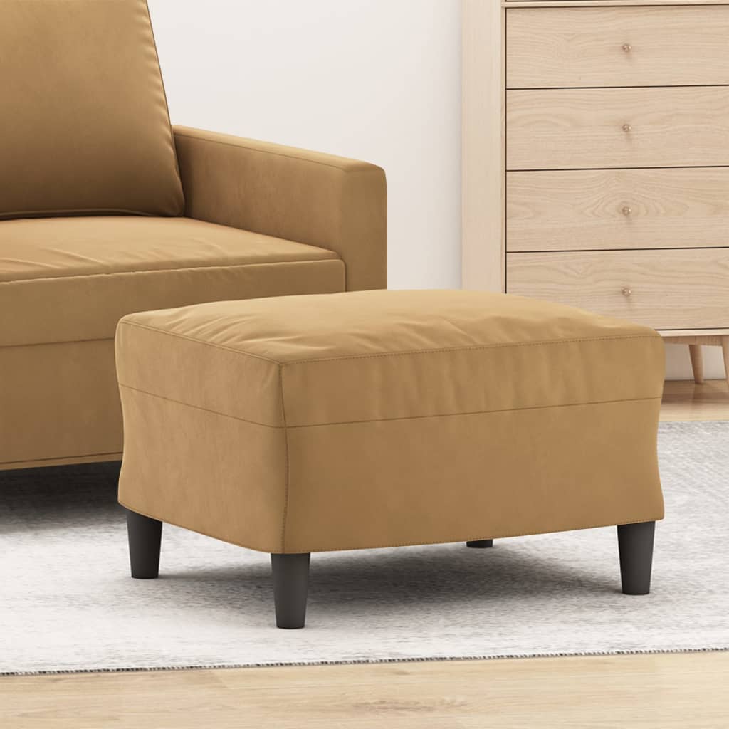 Footstool, brown, 60x50x41cm, velvet