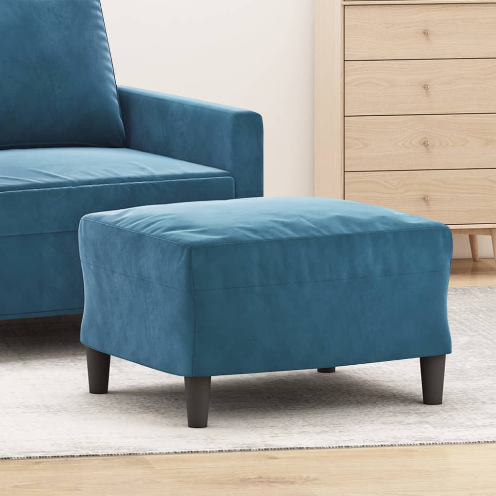 Footstool, blue, 60x50x41cm, velvet