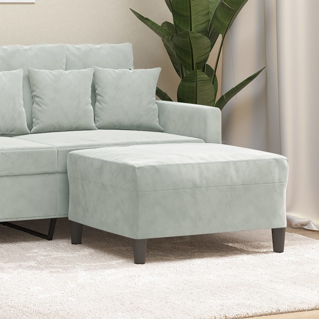 Footrest, light gray, 70x55x41cm, velvet