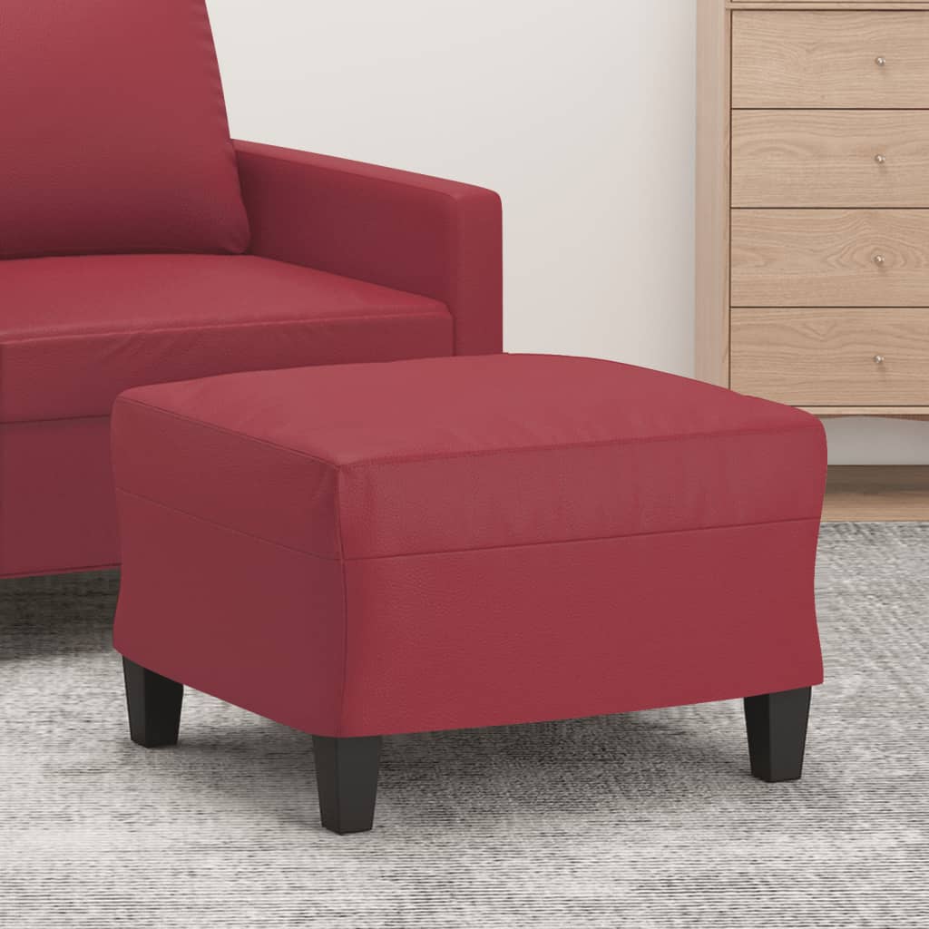 Footrest, red wine color, 60x50x41cm, artificial leather