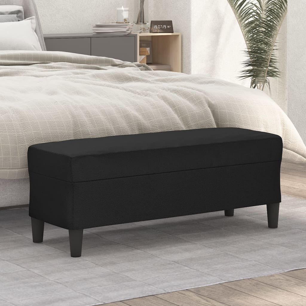 Bench, black, 100x35x41cm, artificial leather