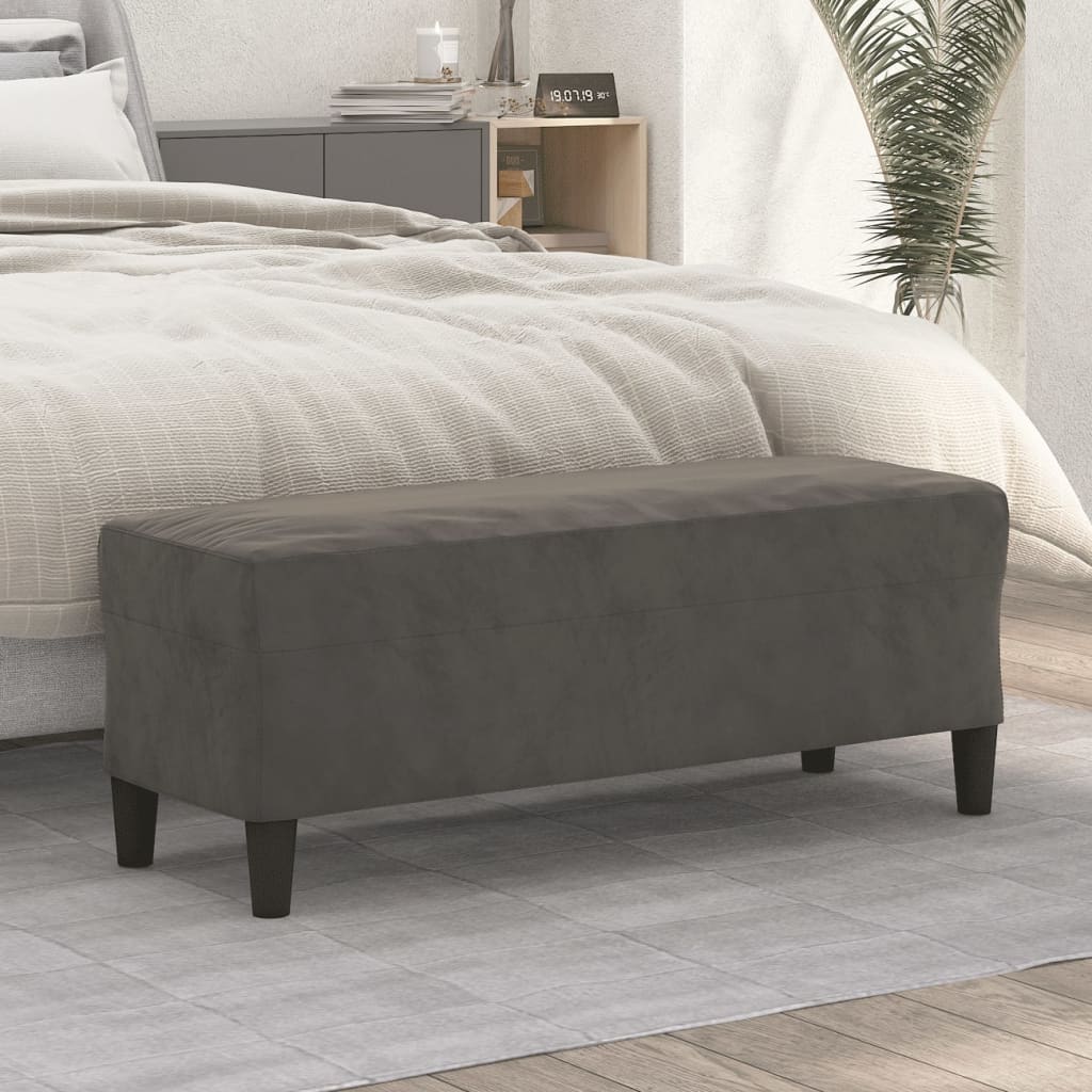 Bench, dark gray, 100x35x41cm, velvet