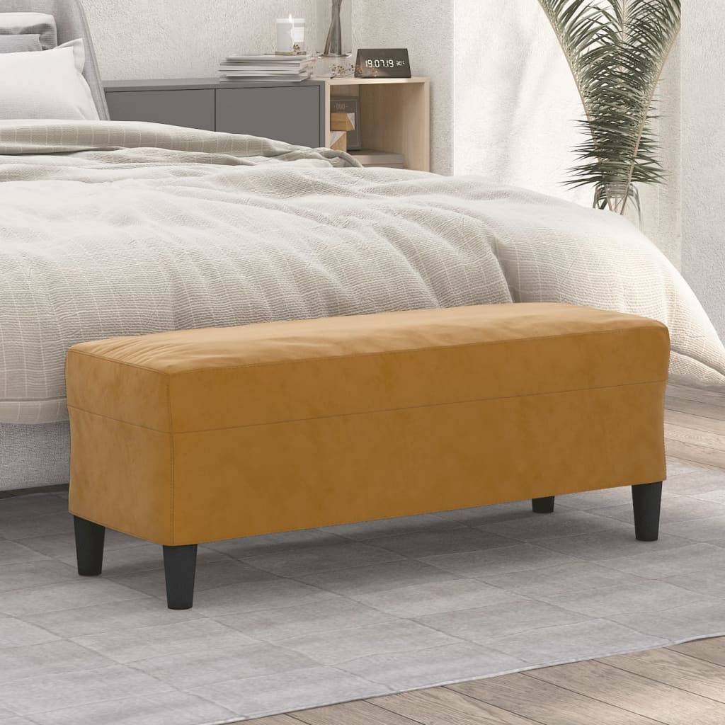 Bench, brown, 100x35x41cm, velvet
