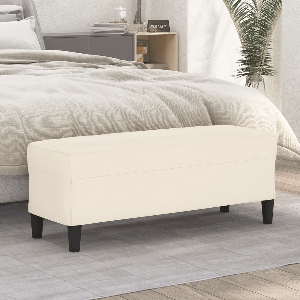 Bench, cream, 100x35x41cm, velvet