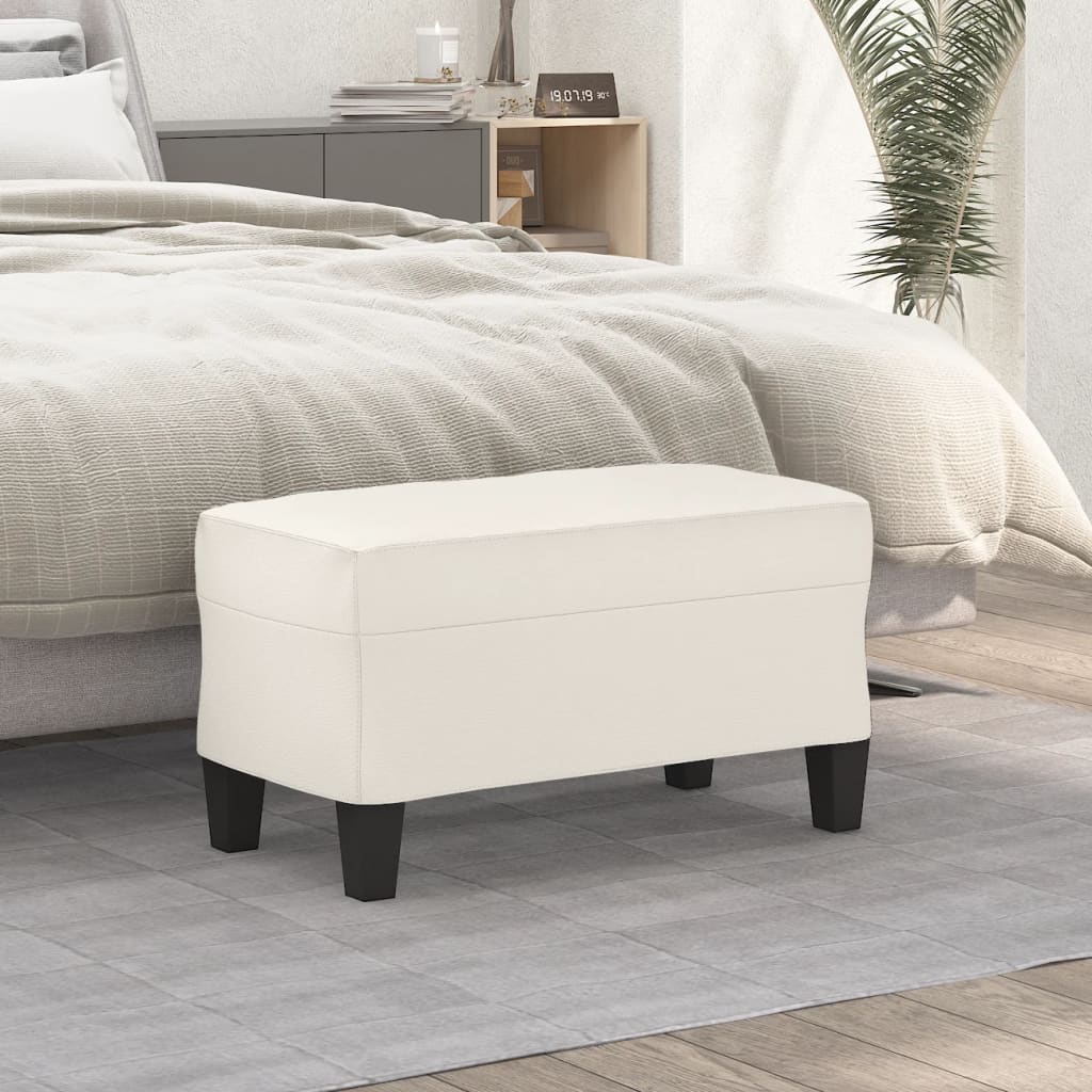 Bench, cream, 70x35x41cm, faux leather