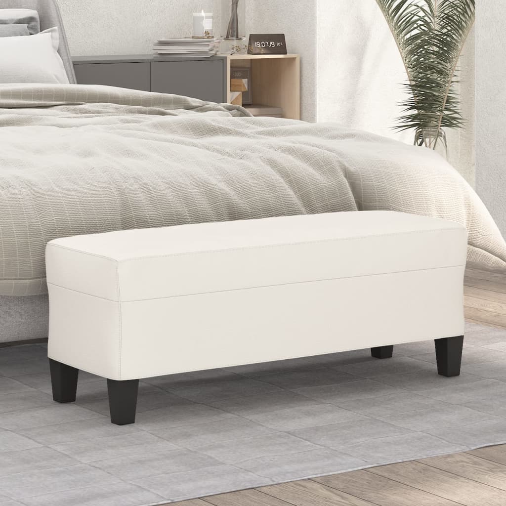 Bench, cream-coloured, 100x35x41cm, artificial leather