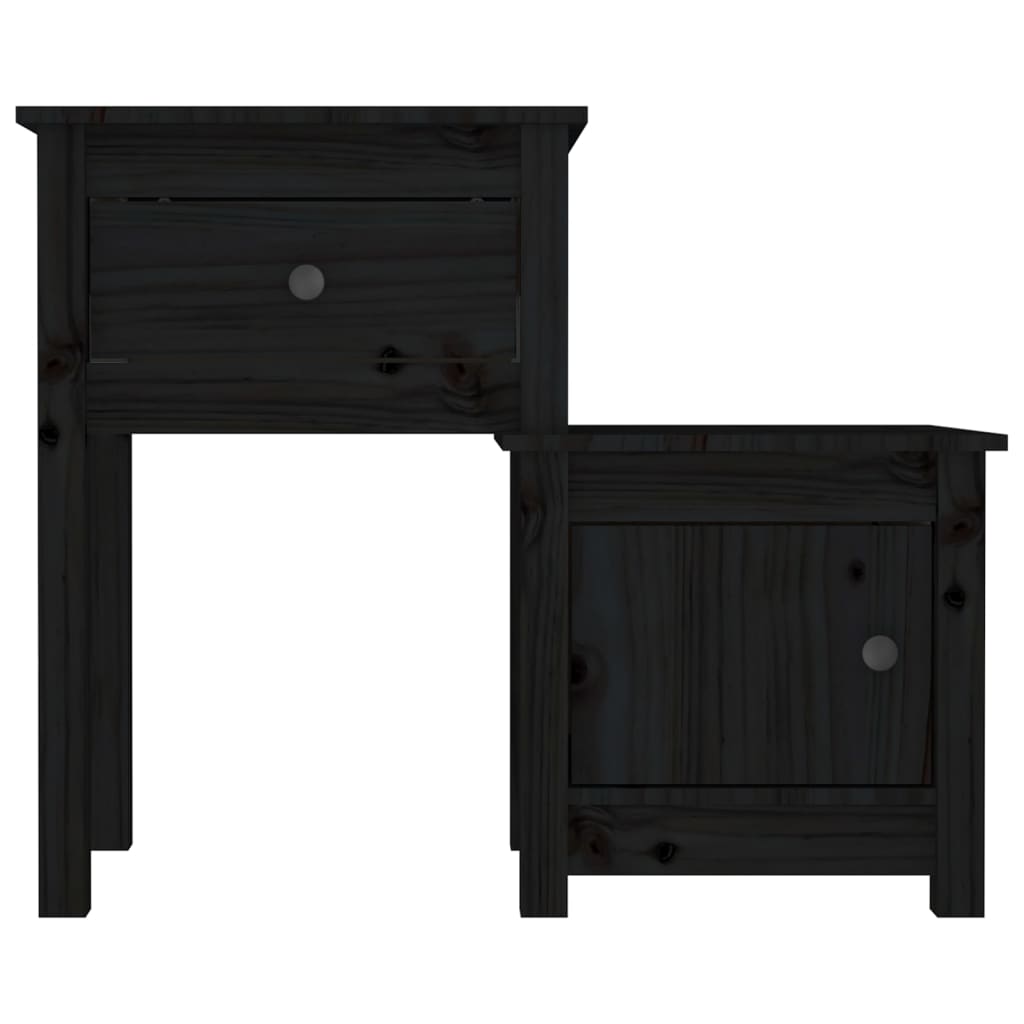 Nightstand, black, 79.5x38x65.5cm, solid pine