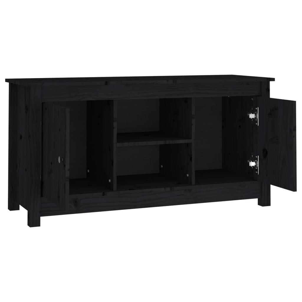 TV cabinet, black, 103x36.5x52cm, solid pine