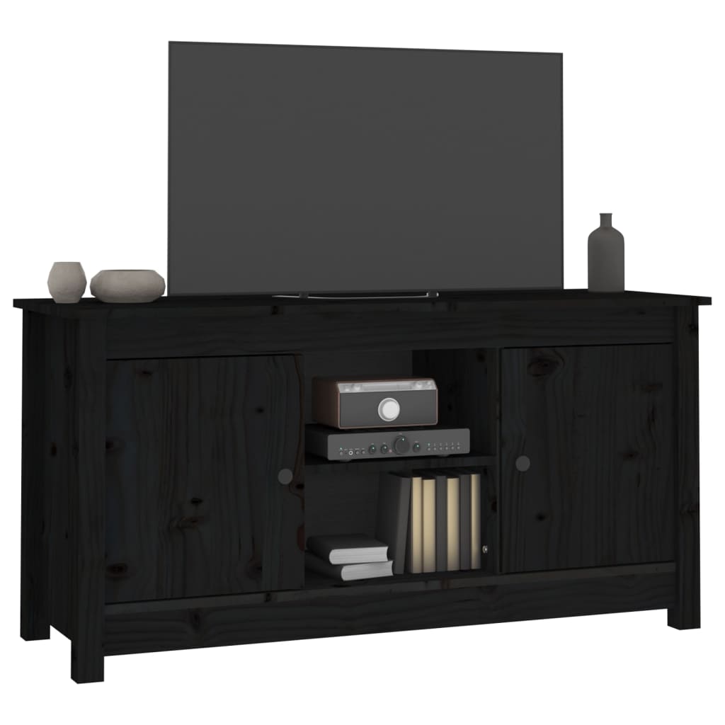 TV cabinet, black, 103x36.5x52cm, solid pine