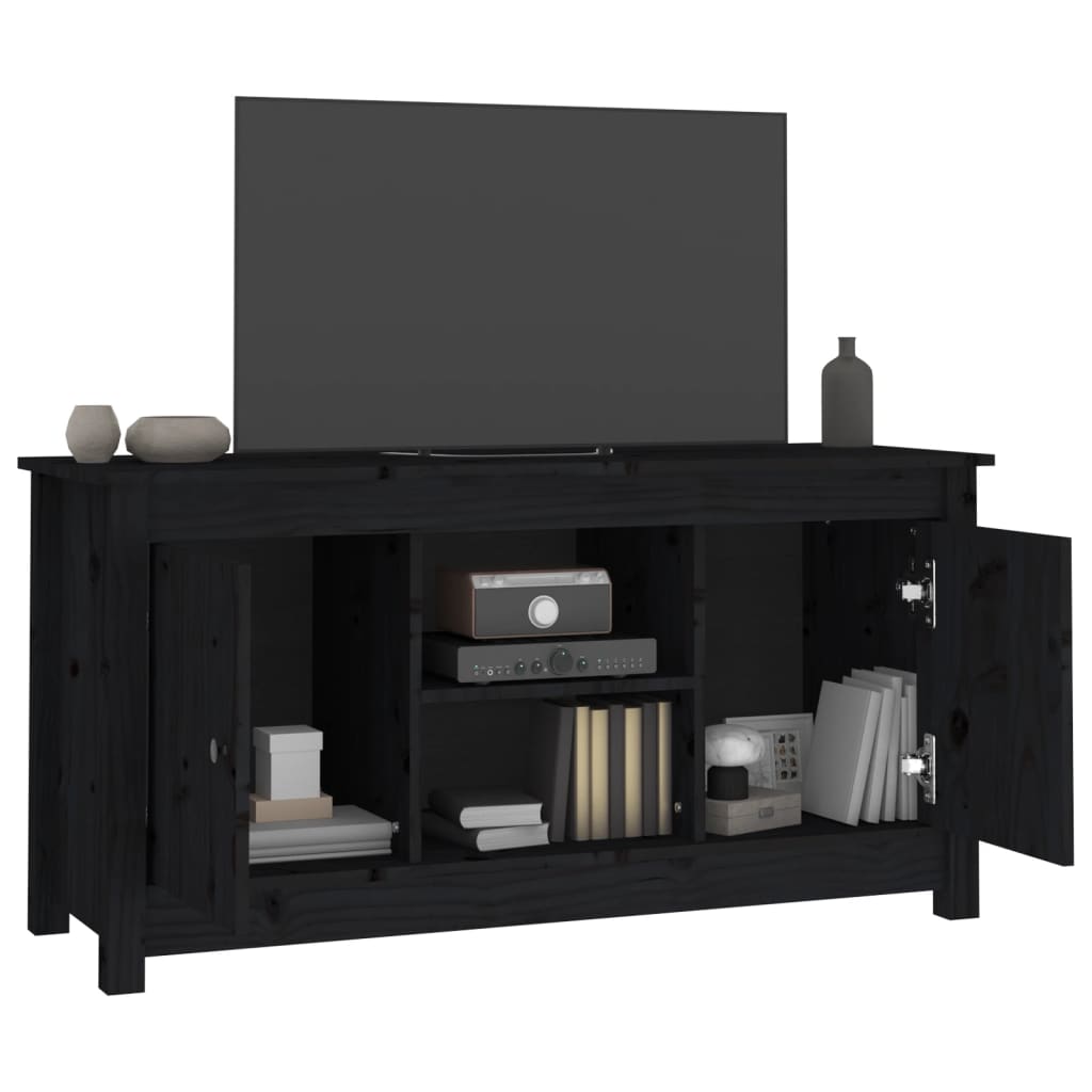 TV cabinet, black, 103x36.5x52cm, solid pine