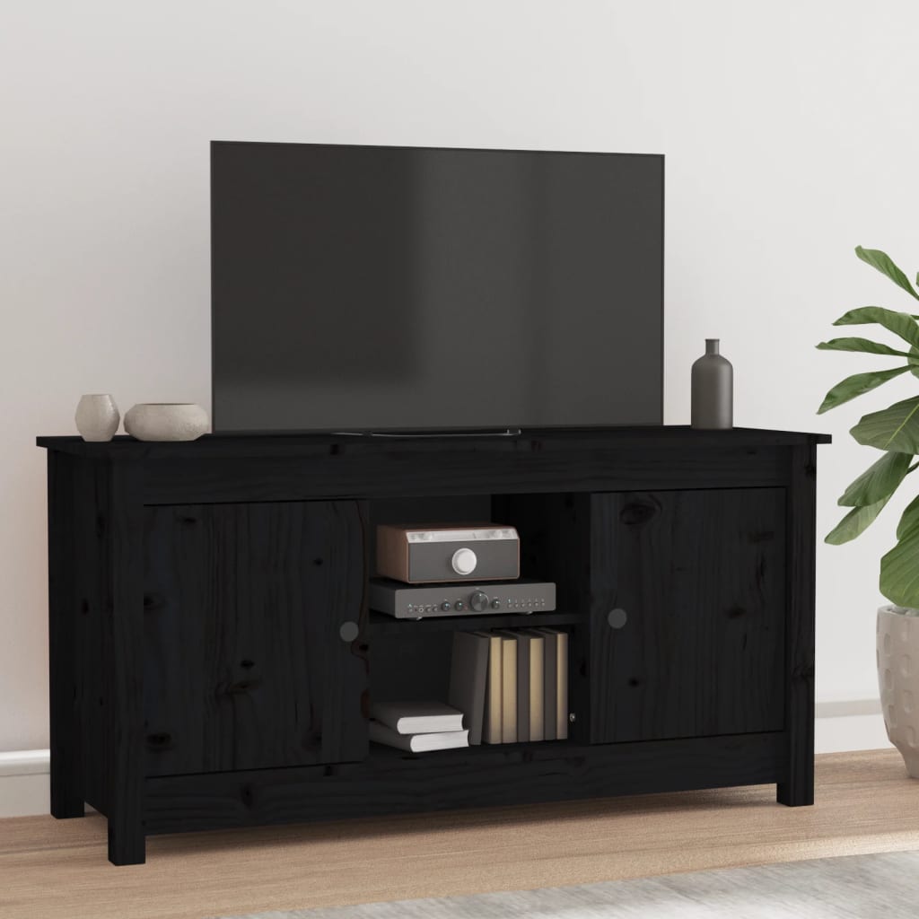 TV cabinet, black, 103x36.5x52cm, solid pine