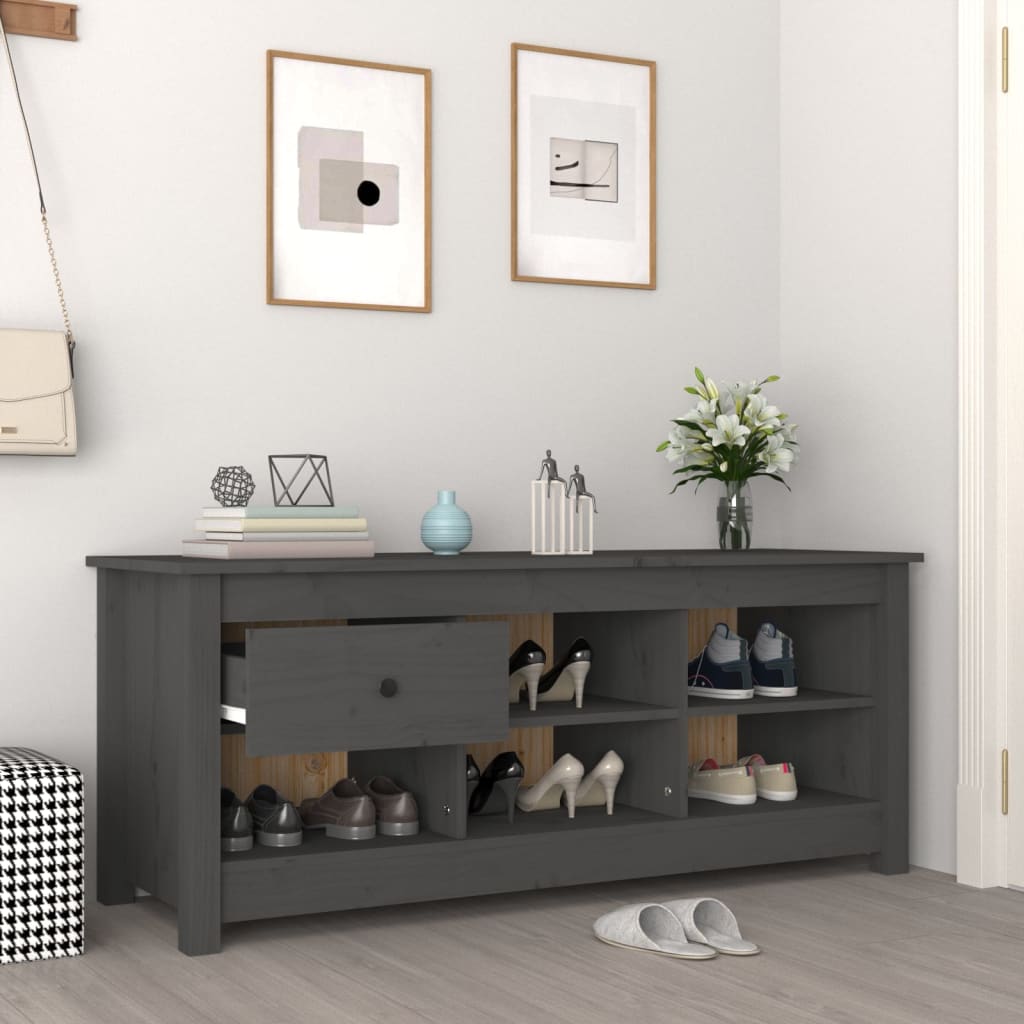 Spintelė batams, pilka, 110x38x45,5cm, pušies medienos masyvas