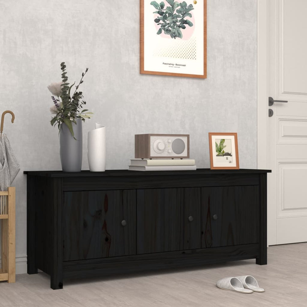 Spintelė batams, juoda, 110x38x45,5cm, pušies medienos masyvas