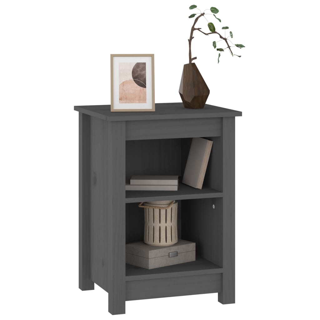 Bedside table, grey, 40x35x55cm, solid pine wood