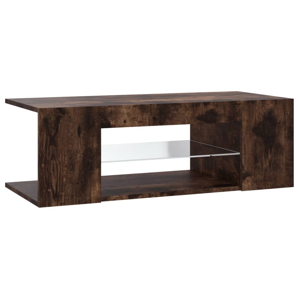 TV cabinet with LED lights, smoky oak, 90x39x30cm