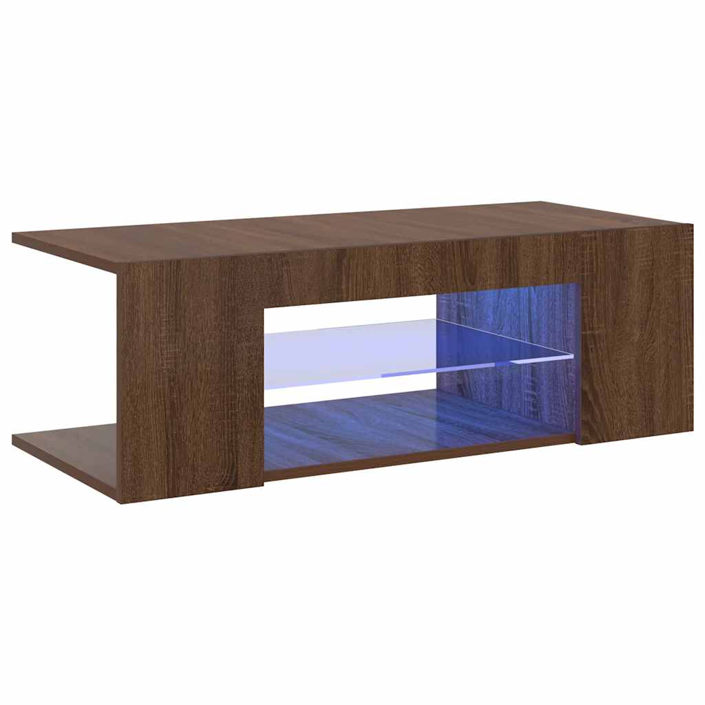 Televizoriaus spintelė su LED, ruda ąžuolo, 90x39x30cm
