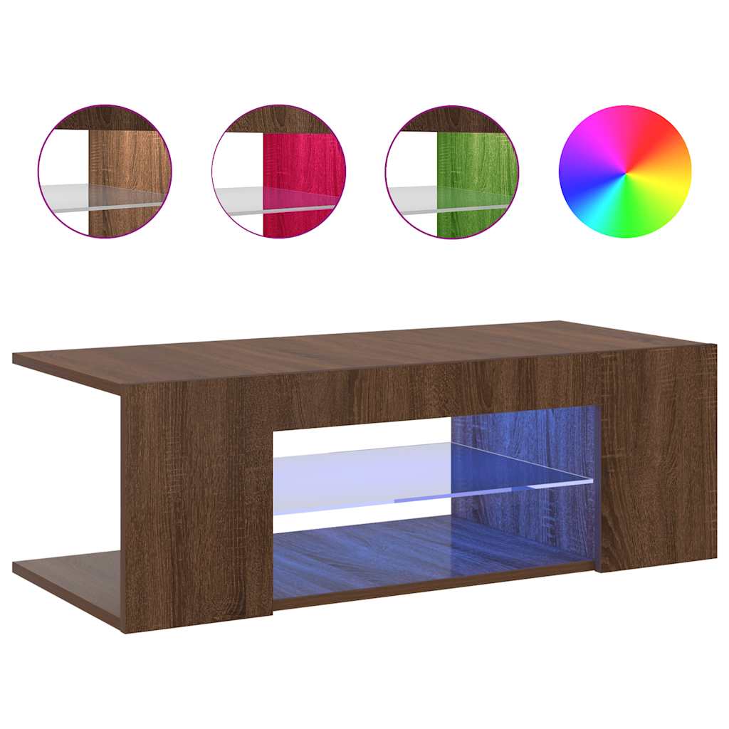 Televizoriaus spintelė su LED, ruda ąžuolo, 90x39x30cm