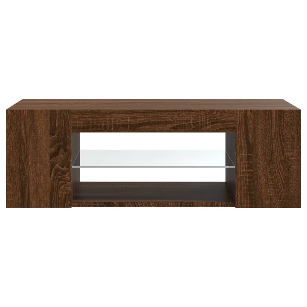 Televizoriaus spintelė su LED, ruda ąžuolo, 90x39x30cm