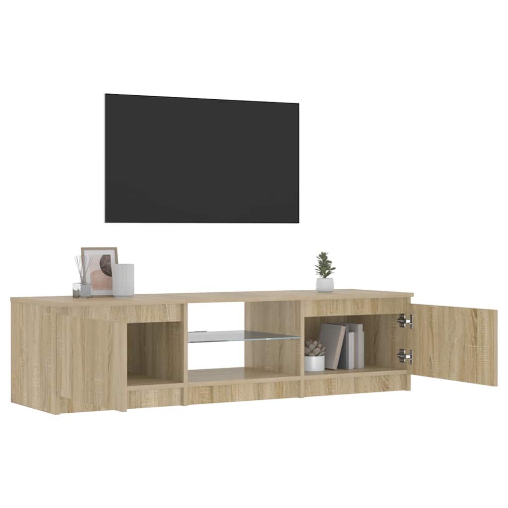 TV Cabinet with LED, Smoked Oak, 140x40x36cm