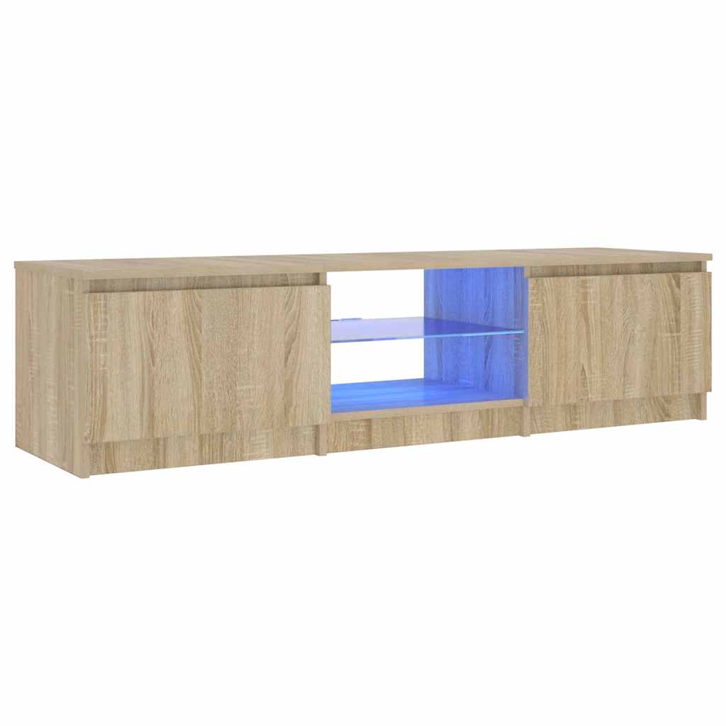 TV Cabinet with LED, Smoked Oak, 140x40x36cm
