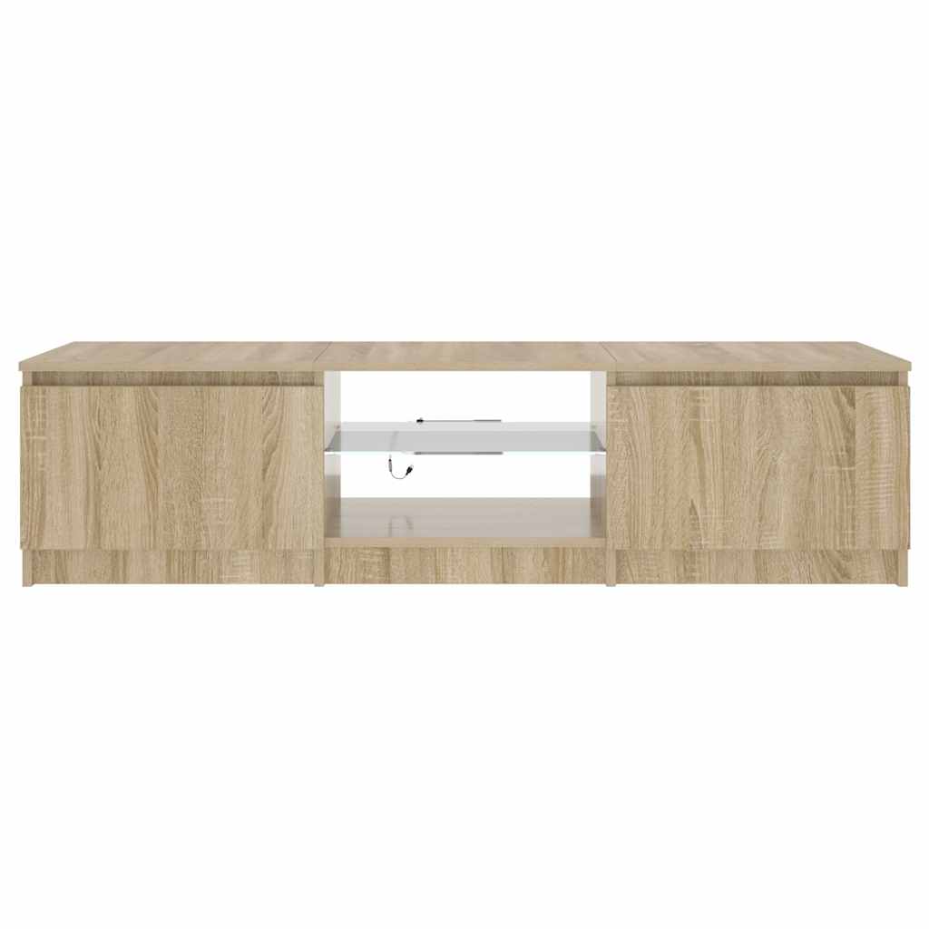 TV Cabinet with LED, Smoked Oak, 140x40x36cm