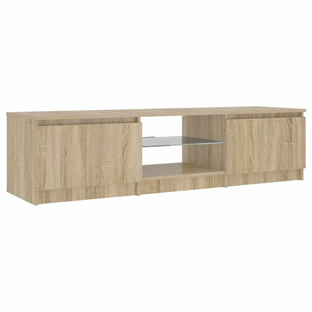 TV Cabinet with LED, Smoked Oak, 140x40x36cm