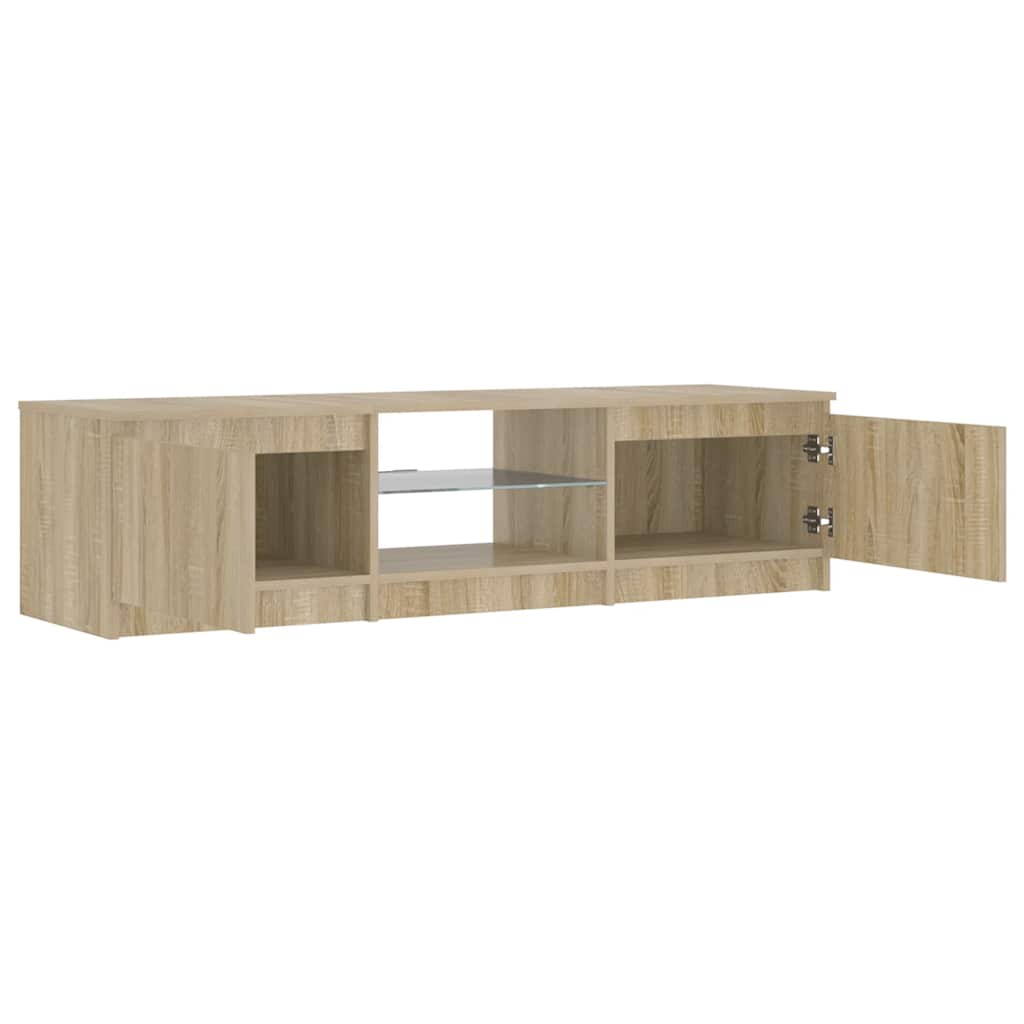 TV Cabinet with LED, Smoked Oak, 140x40x36cm