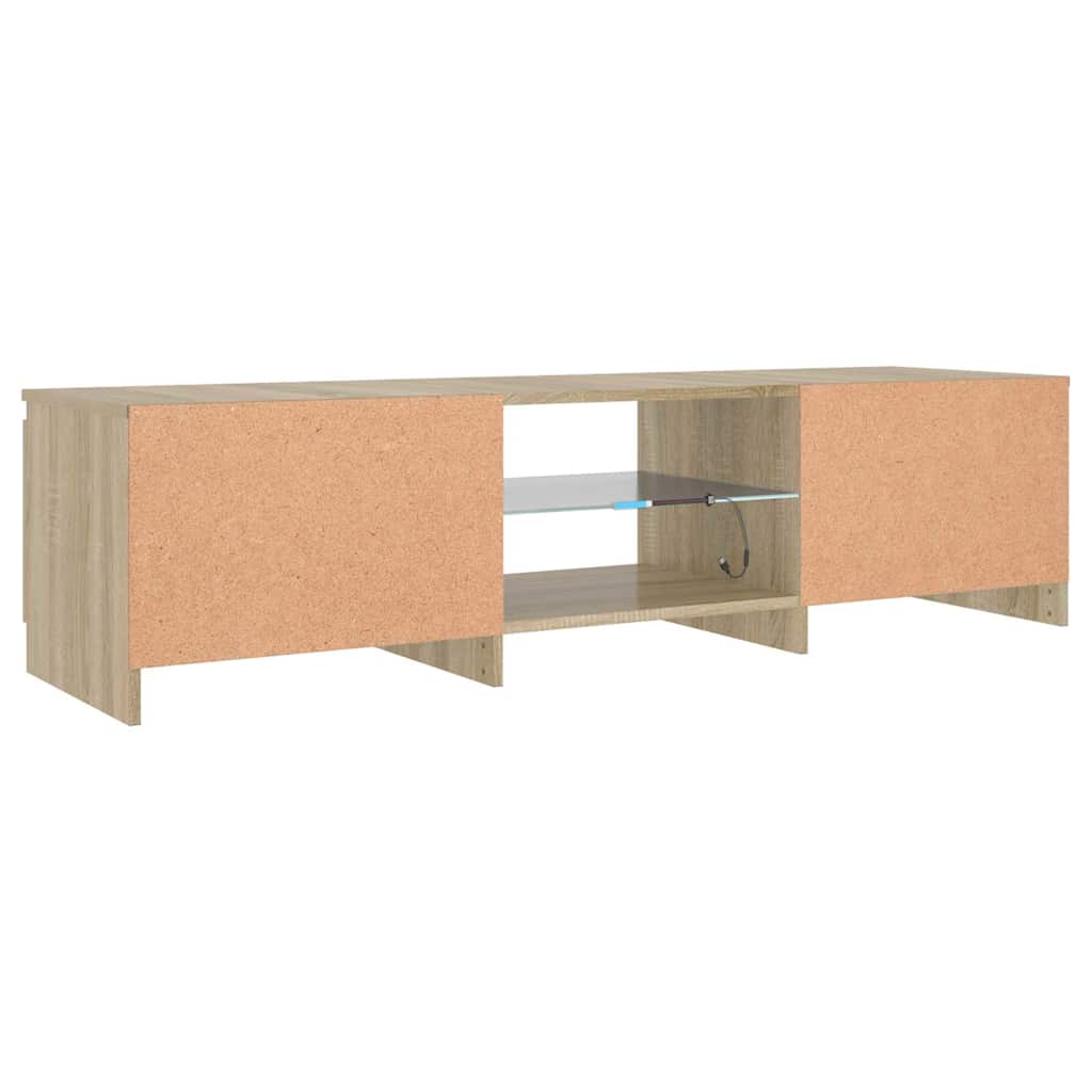 TV Cabinet with LED, Smoked Oak, 140x40x36cm