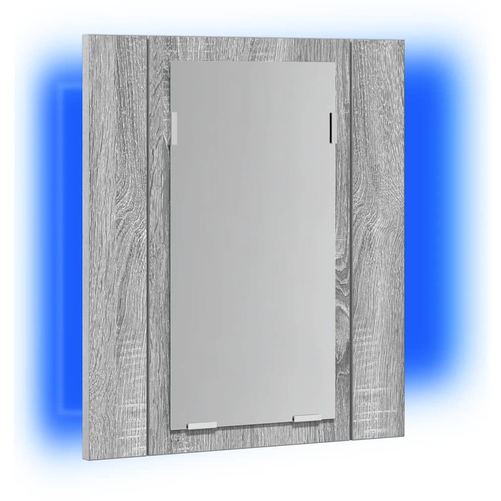 LED mirror bathroom cabinet, gray, 40x12x45 cm, wood