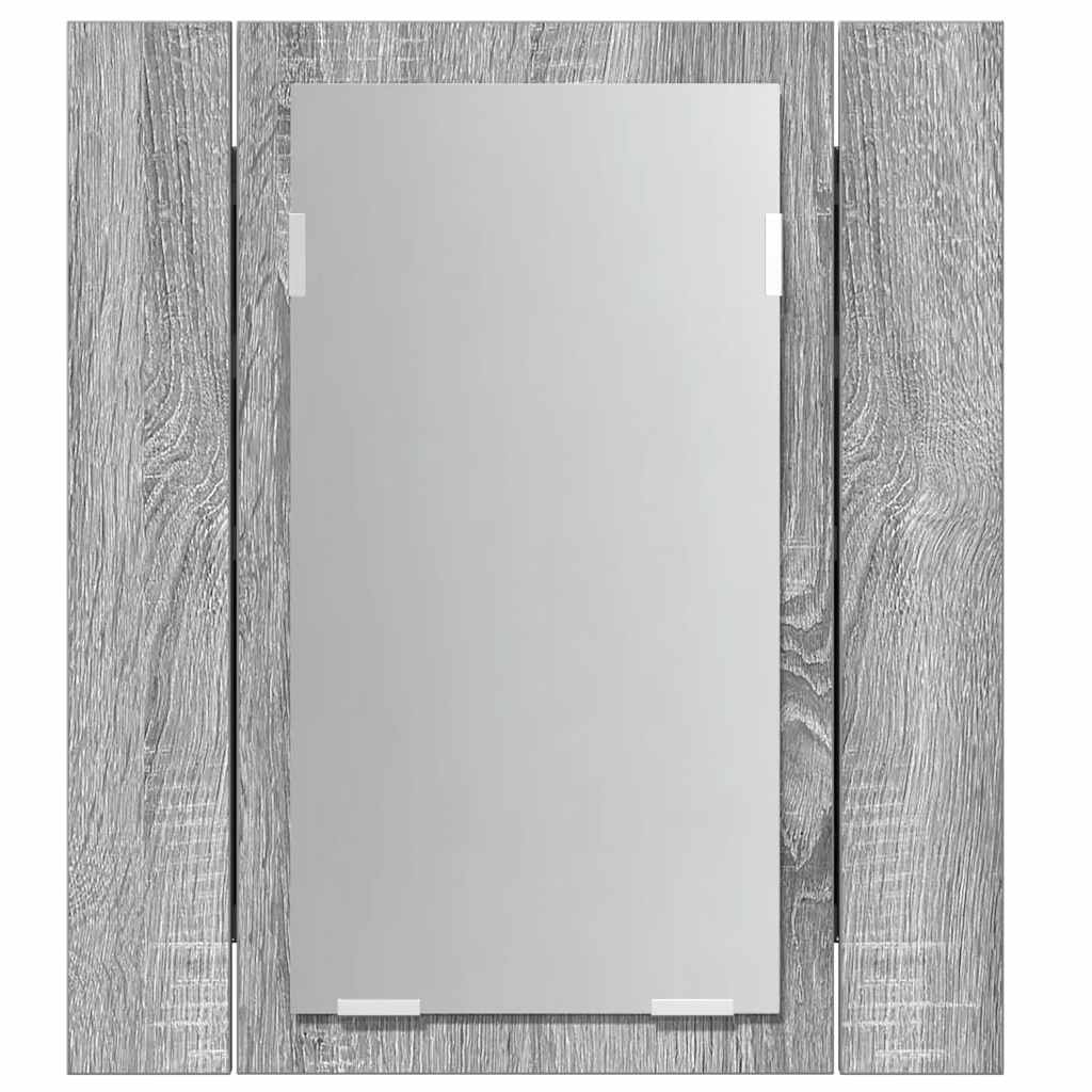 LED mirror bathroom cabinet, gray, 40x12x45 cm, wood