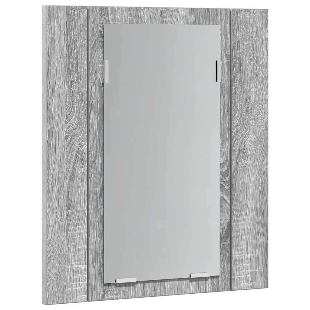 LED mirror bathroom cabinet, gray, 40x12x45 cm, wood
