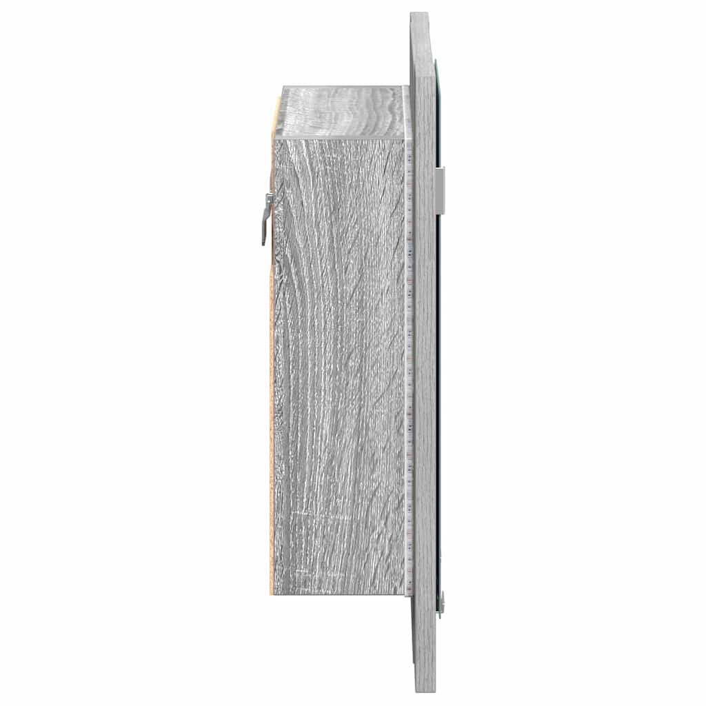 LED mirror bathroom cabinet, gray, 40x12x45 cm, wood